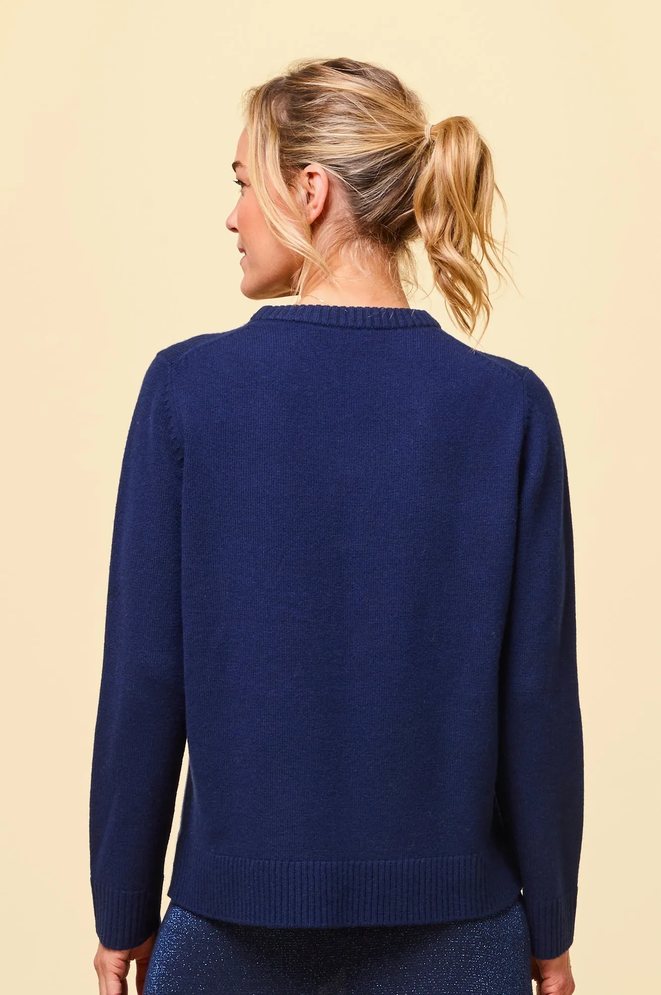 Merino Wool Polar Bear Jumper | Navy/Cream