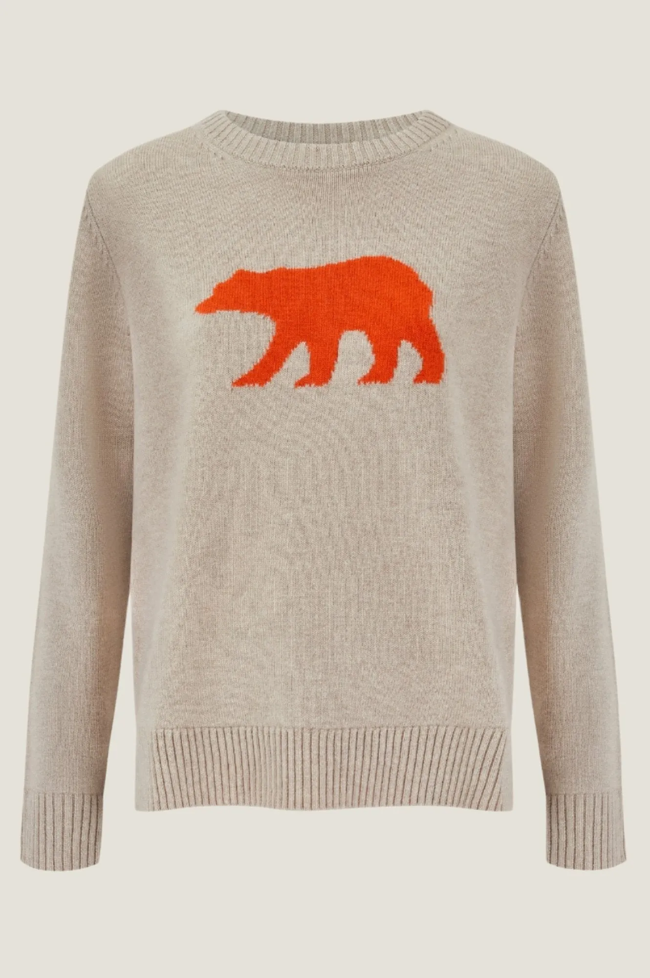 Merino Wool Polar Bear Jumper | Oat/Orange