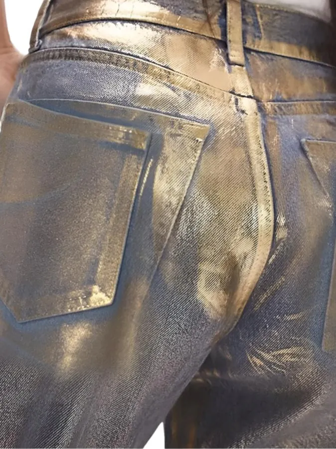 Metallic Stamping Straight Jeans