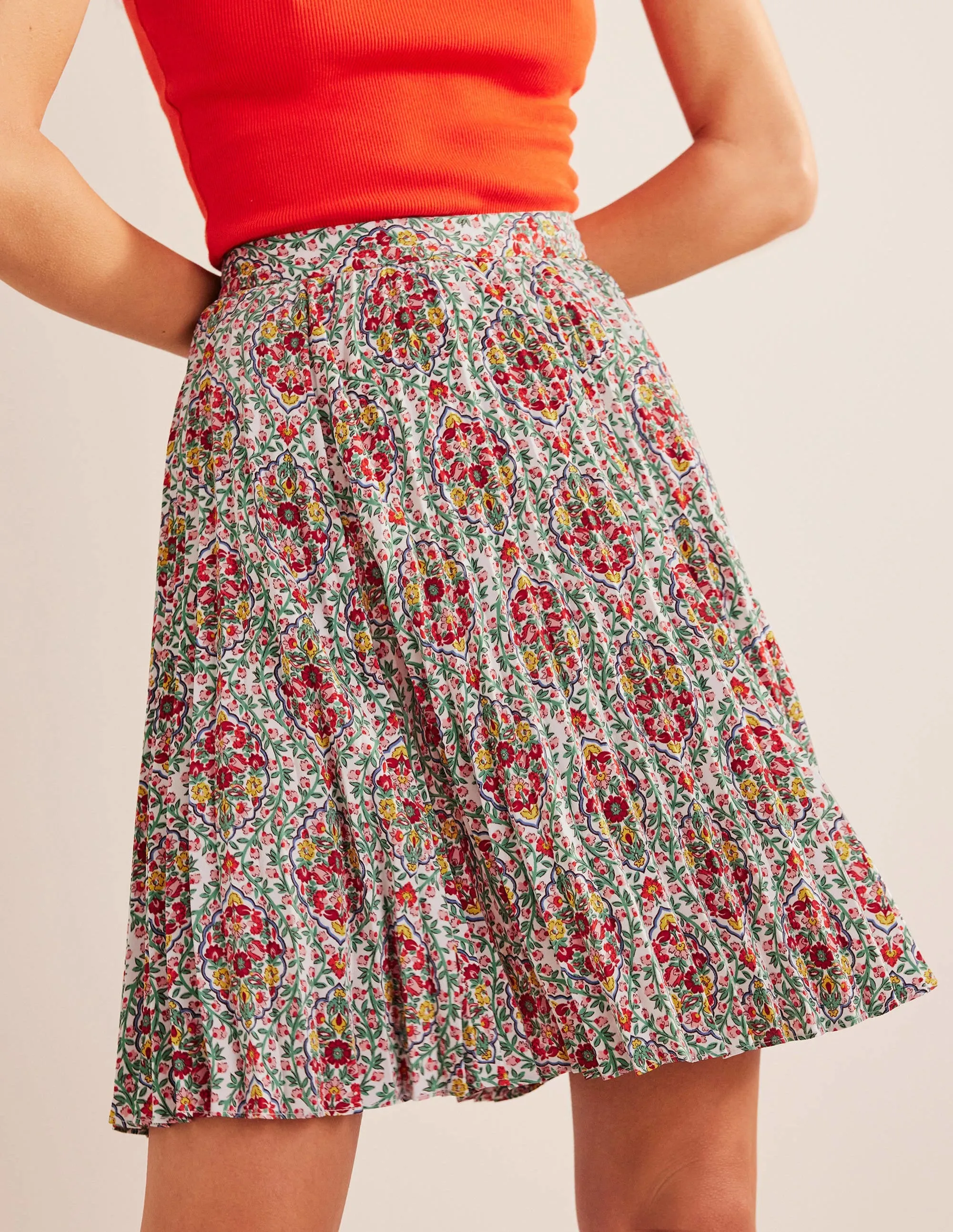 Mini Pleated Skirt-Multi, Vine Terrace