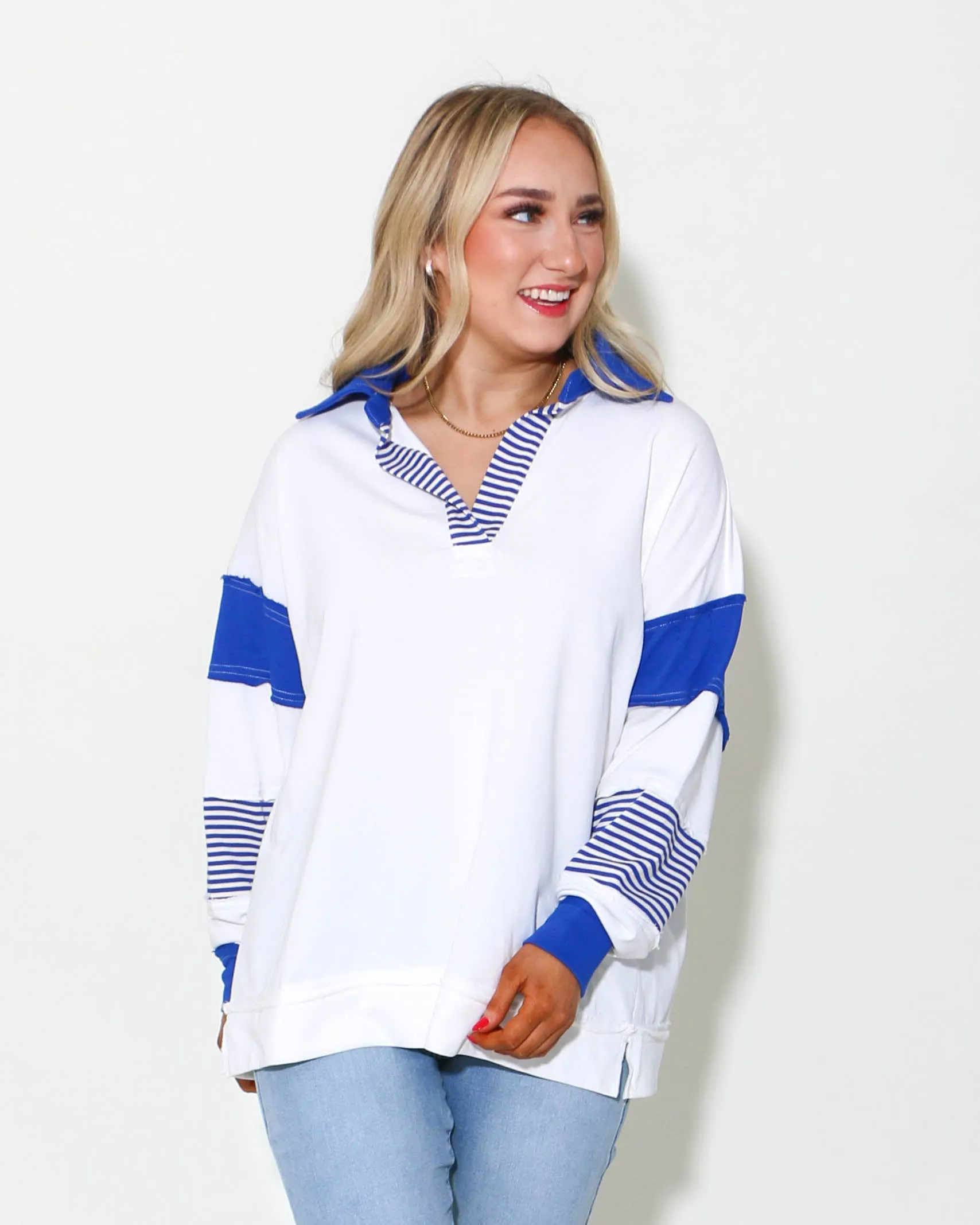 Mixed Stripe and Color-Block Sweatshirts Top