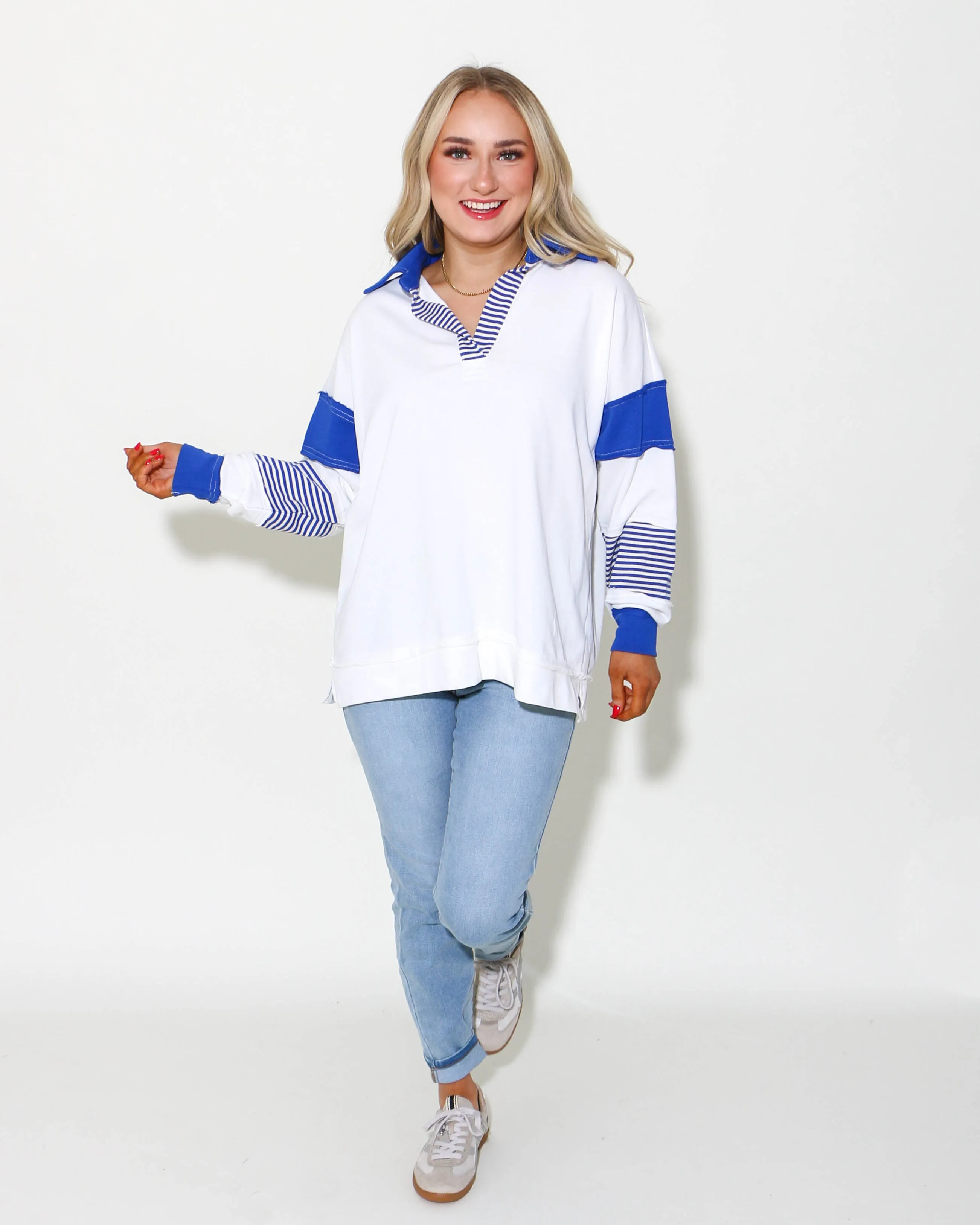 Mixed Stripe and Color-Block Sweatshirts Top