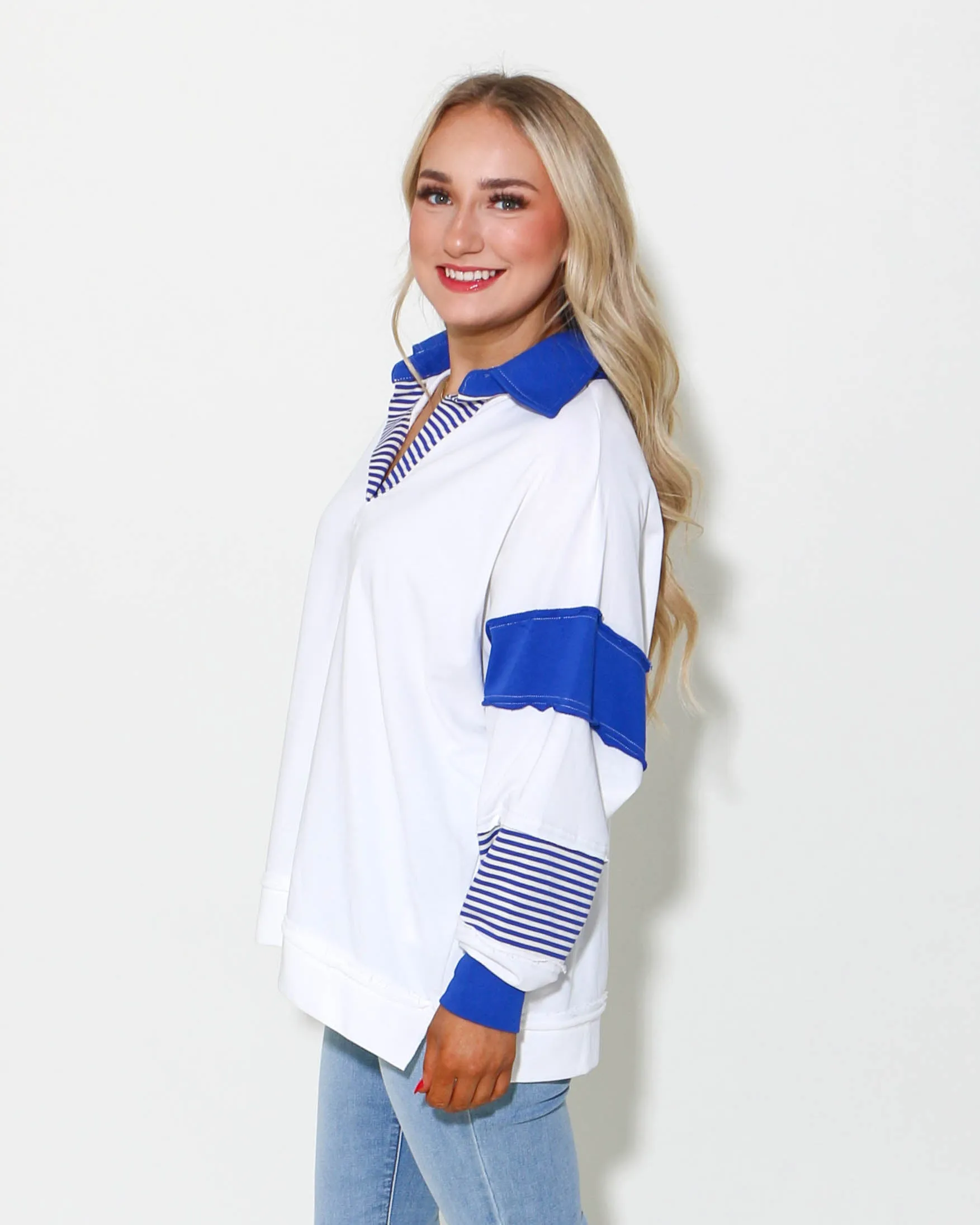 Mixed Stripe and Color-Block Sweatshirts Top