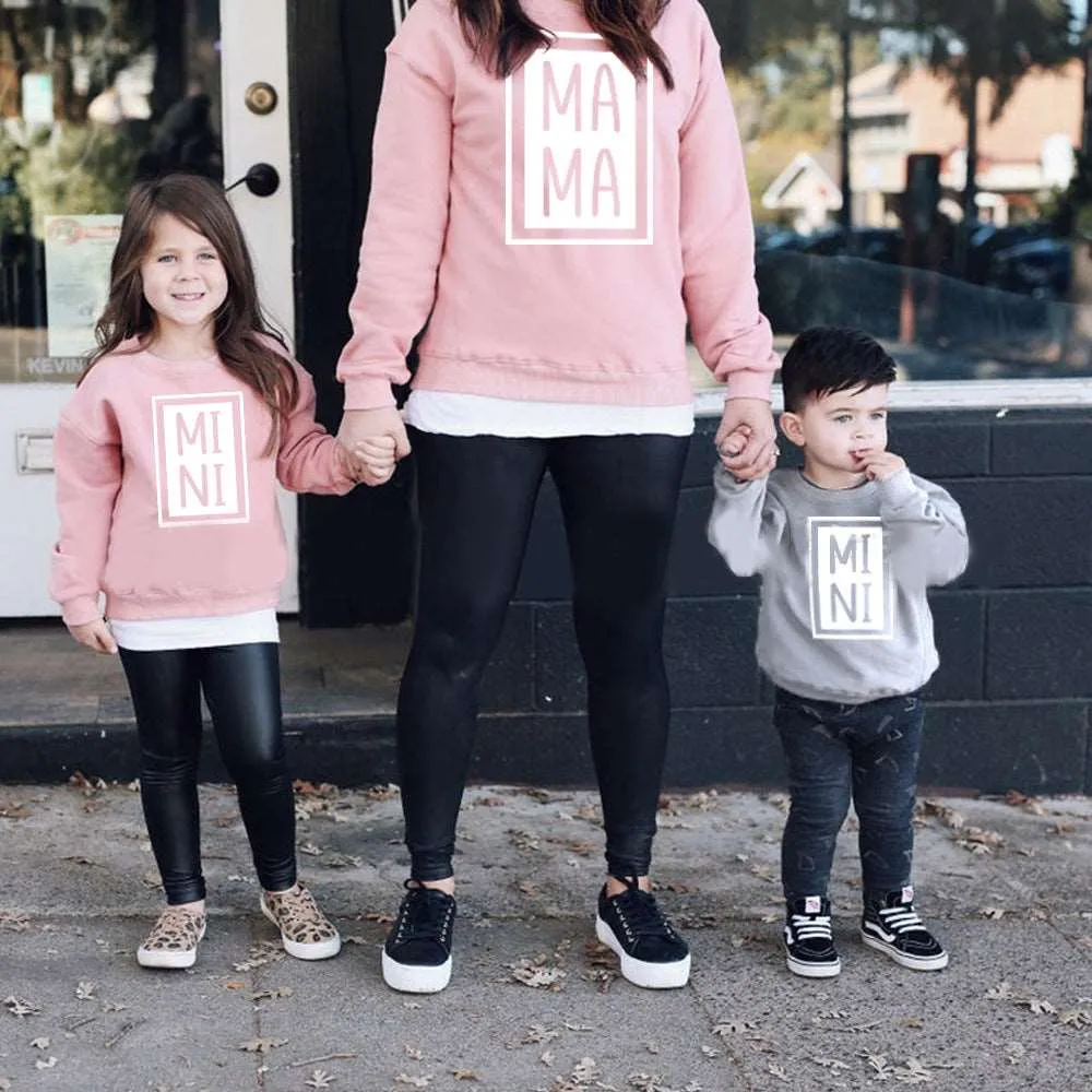 Mother and Daughter Gray, Black And White Three-color Sweatshirts