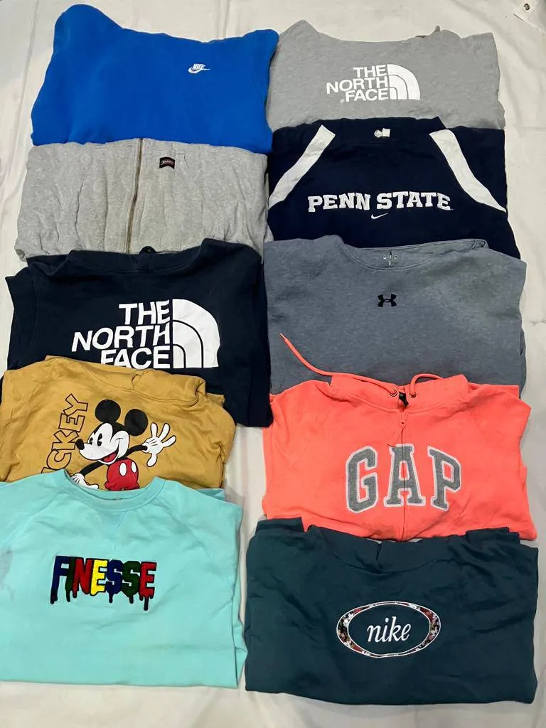 Nike ,carhartt, Tommy hilfiger, Disney, the north face, under armour, gap,dickies starter  sweatshirt  35 pieces