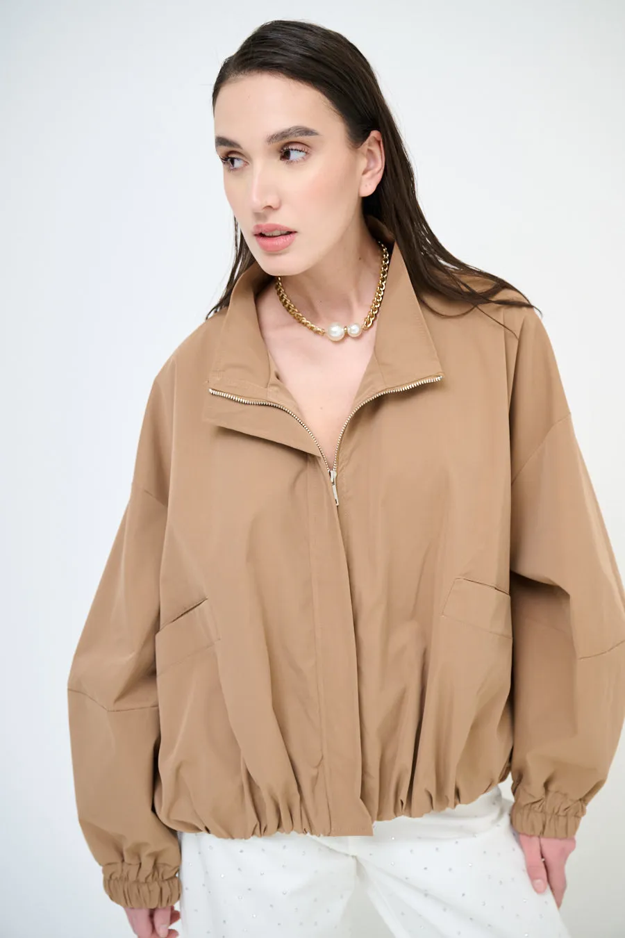 Oversized zip-up bomber jacket wholesale