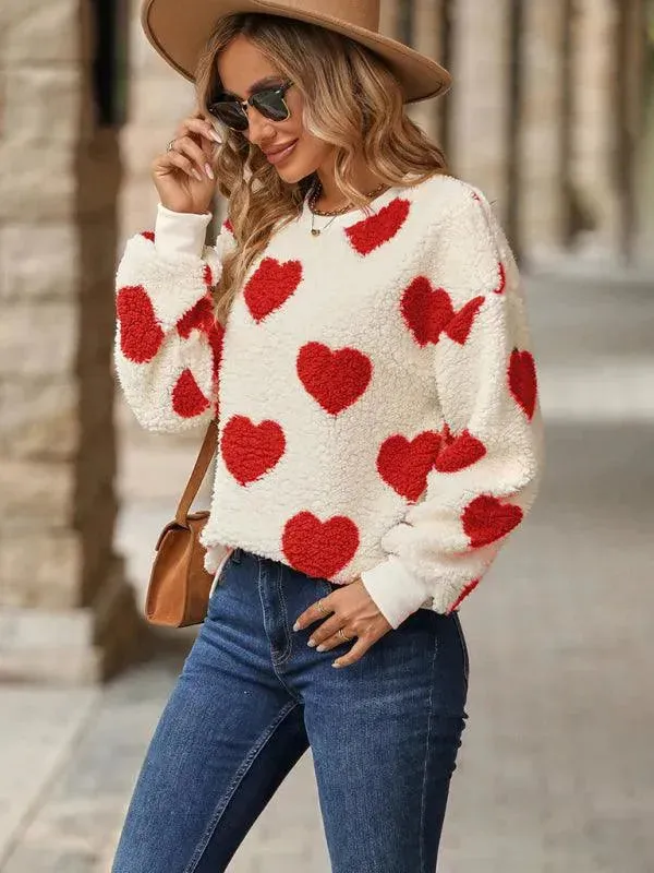 Plush Love Loose Women Sweatshirt