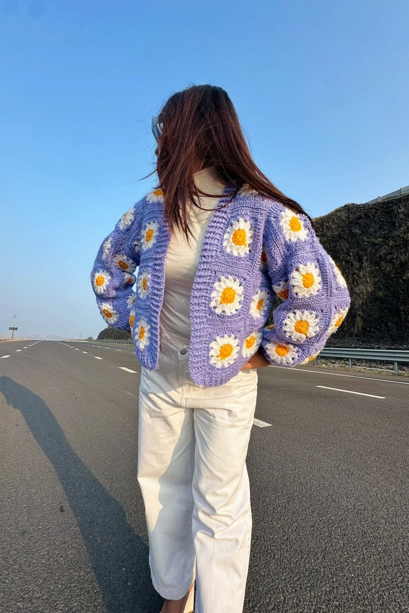 Purple Picnic Crochet Cardigan