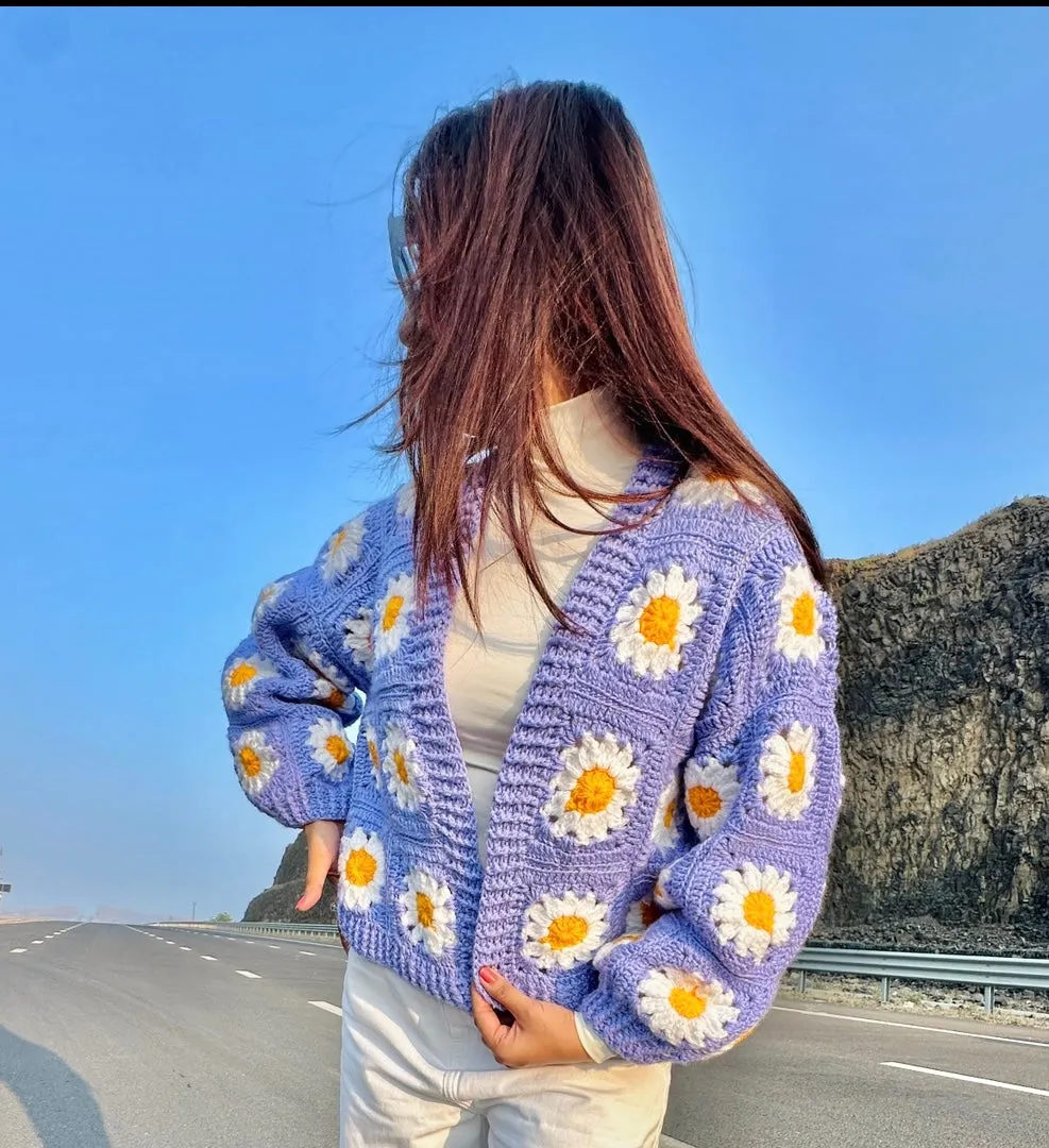 Purple Picnic Crochet Cardigan