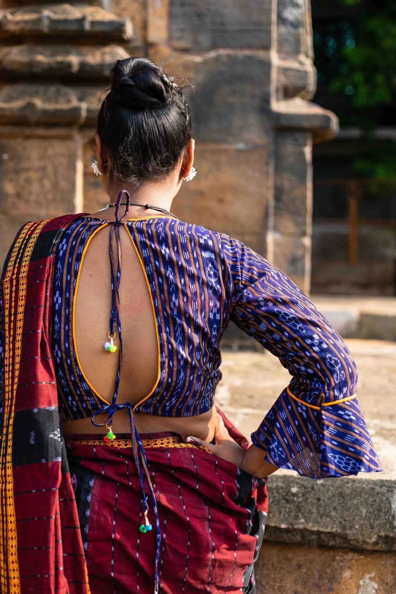 Royal Blue Ikat Frills (Blouse)