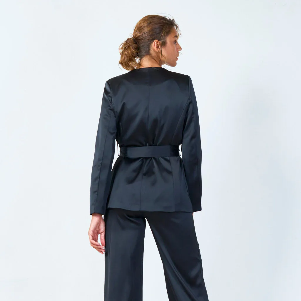 Satin tie-waist blazer wholesale