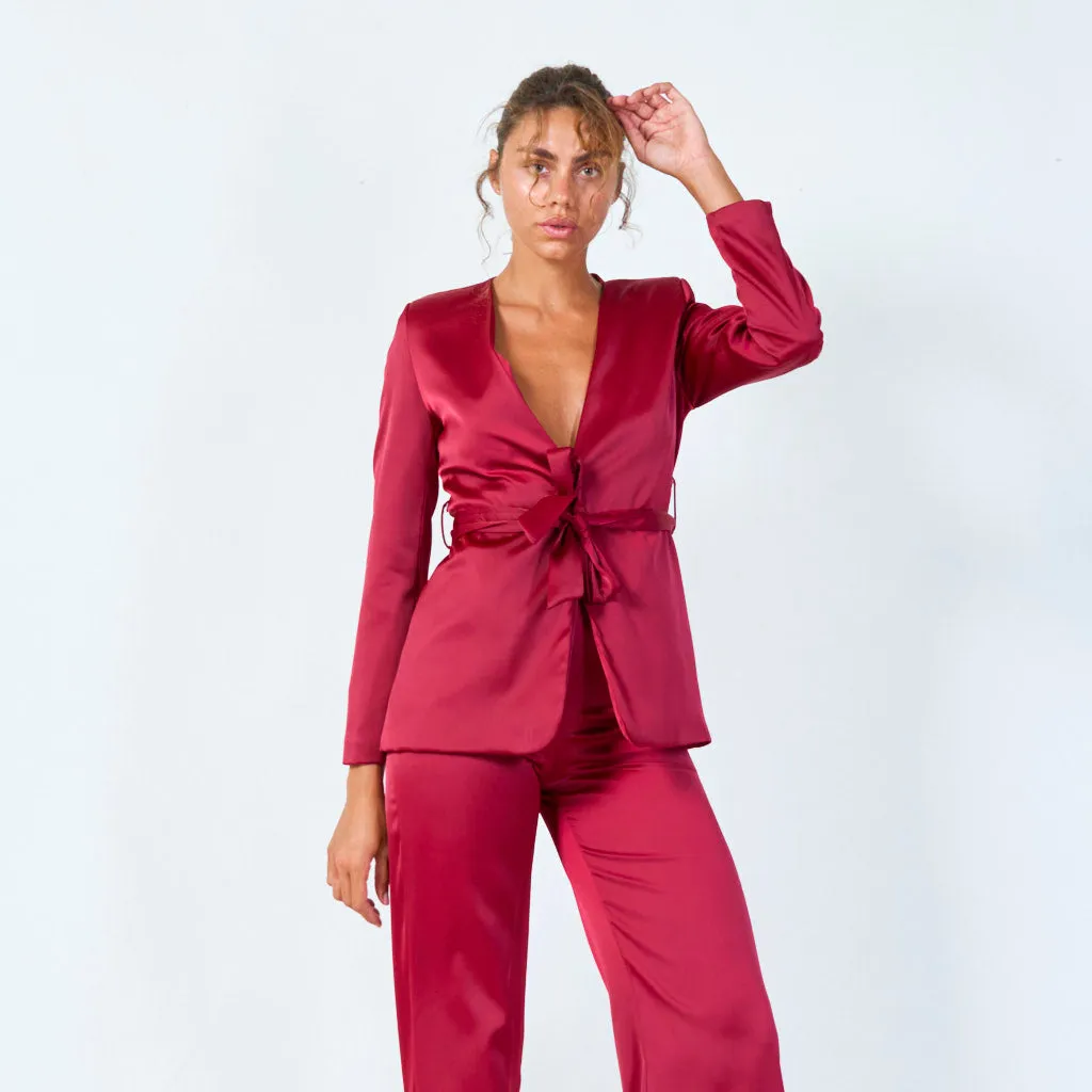 Satin tie-waist blazer wholesale