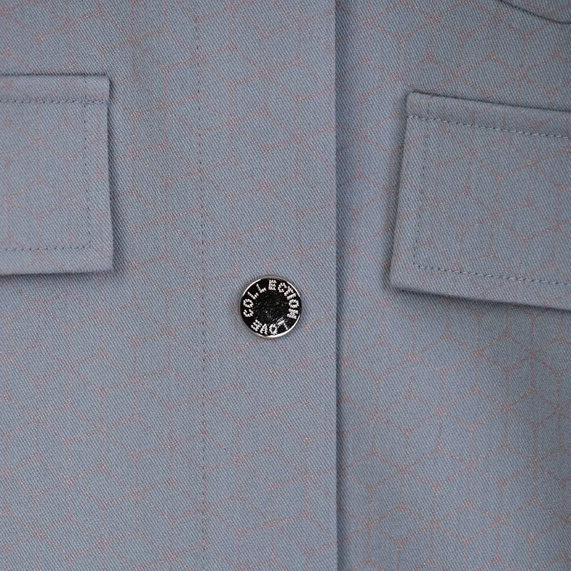 Shadow Blue Short Coats Metal Buttons