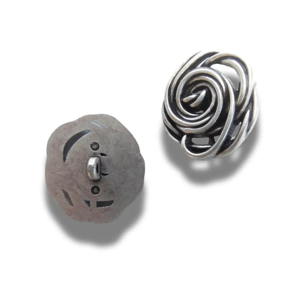 Silver-Colored Flower-Shaped Buttons