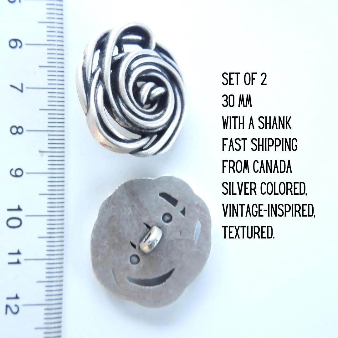 Silver-Colored Flower-Shaped Buttons