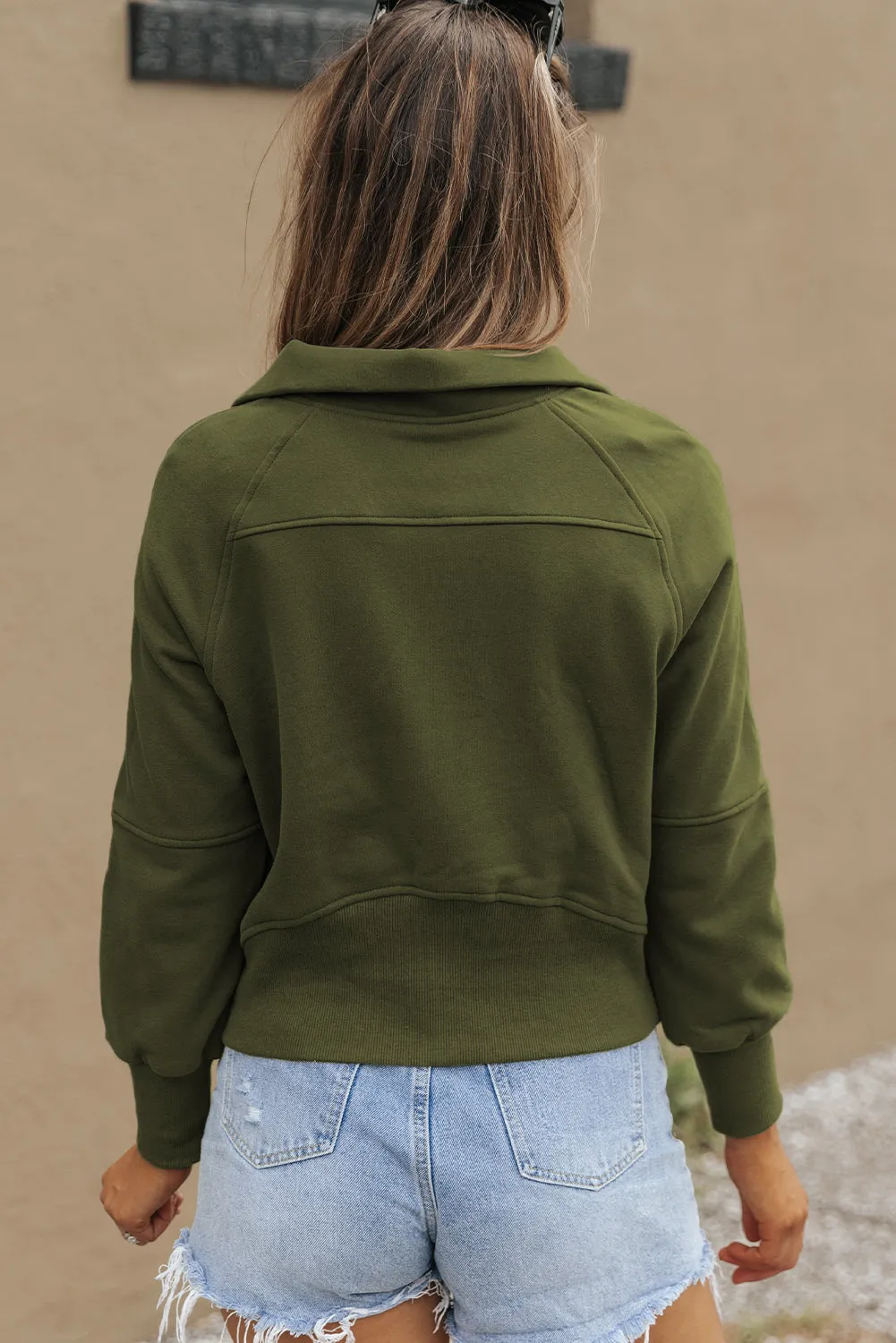 Stand Collar Thumbhole Sweatshirt