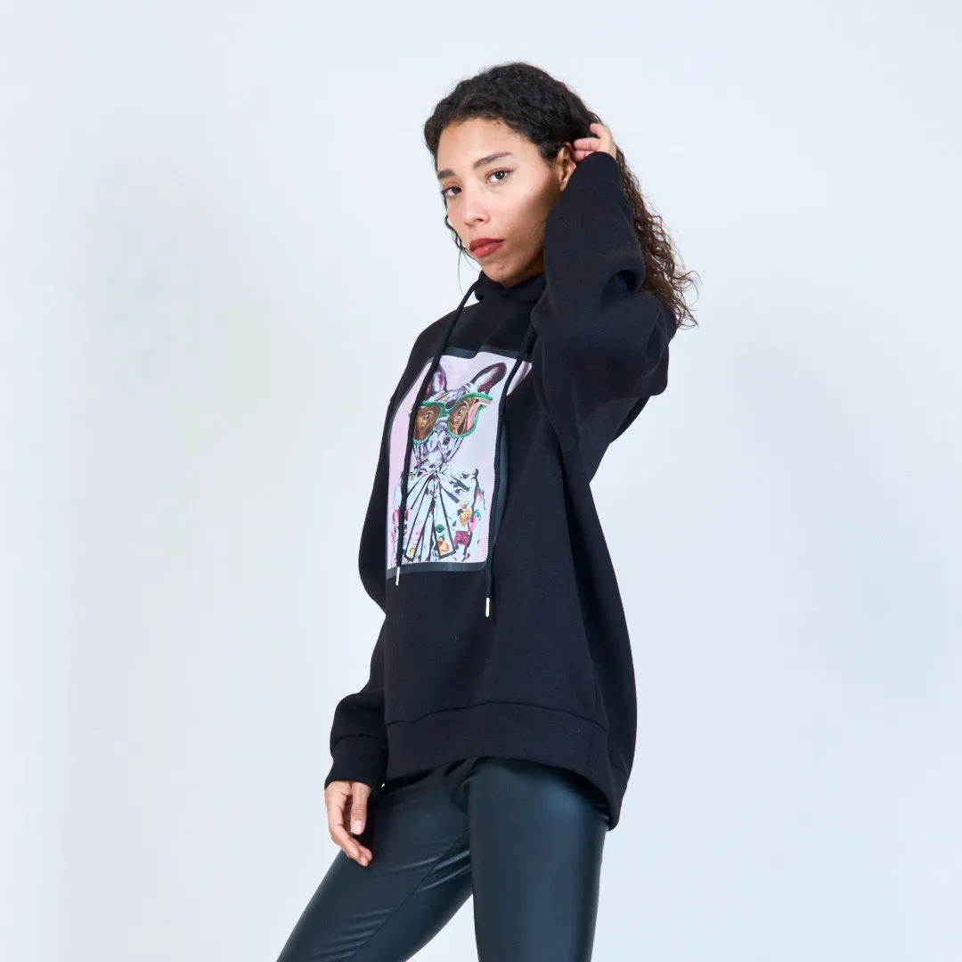 Stylish hoodie with artistic graphic wholesale