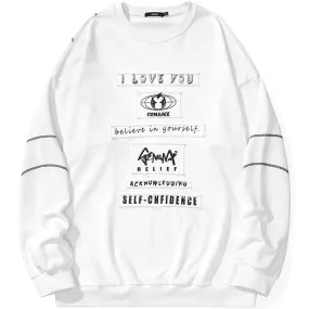 Stylish Plain Letter Print Crew Neck Sweatshirt