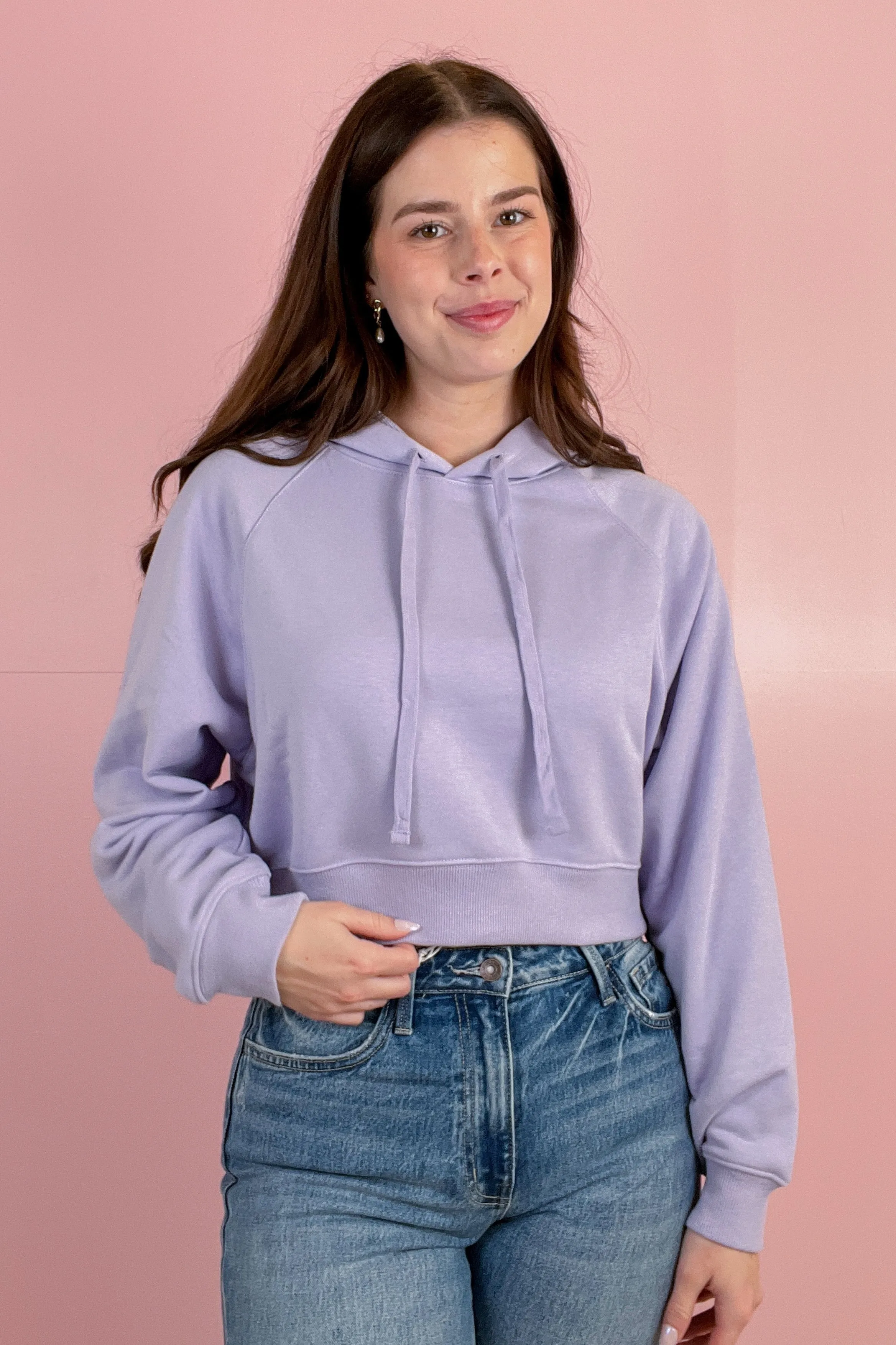 Summer Social Lavender Cropped Hoodie