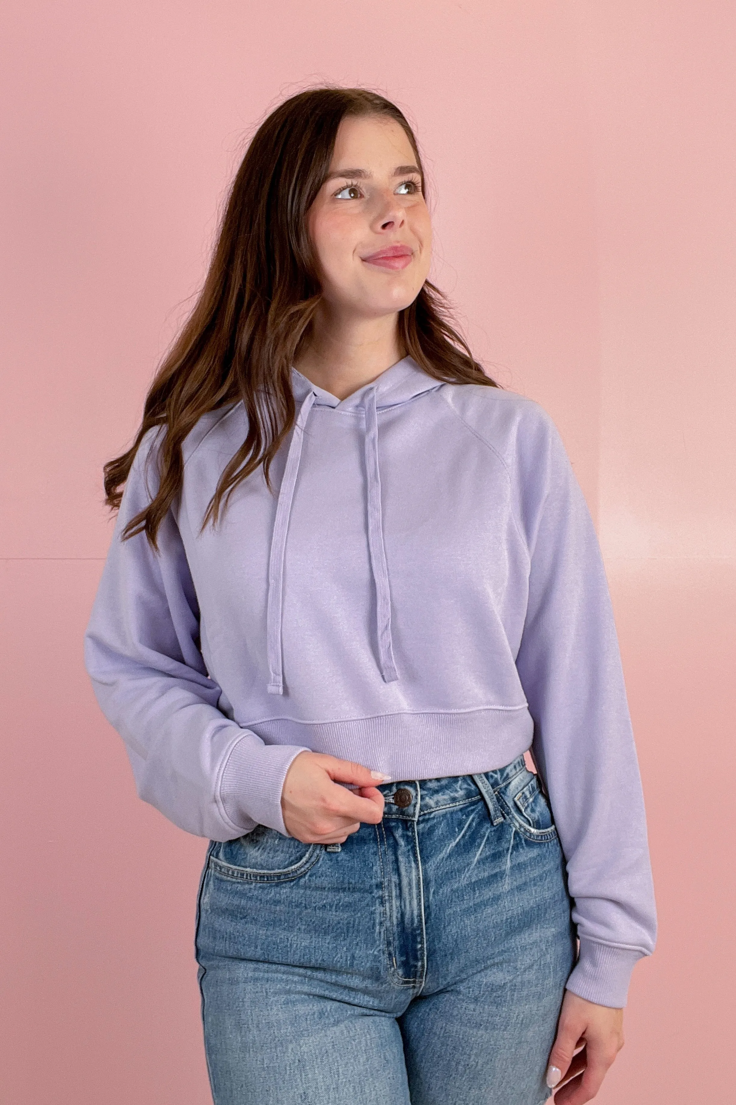 Summer Social Lavender Cropped Hoodie