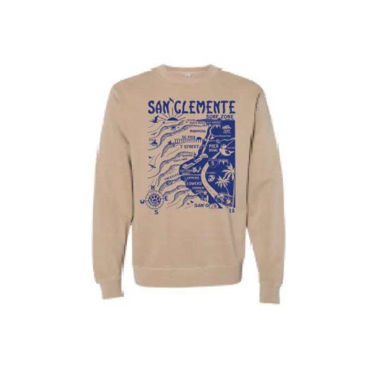 SunDiego SAN CLEMENTE MAP SWEATSHIRT - SANDSTONE/ROYAL