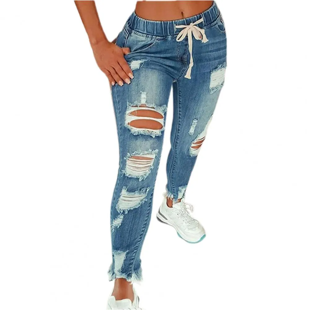 Trendy Ripped Stretch Denim Jeggings