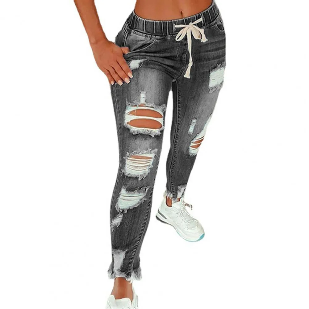 Trendy Ripped Stretch Denim Jeggings