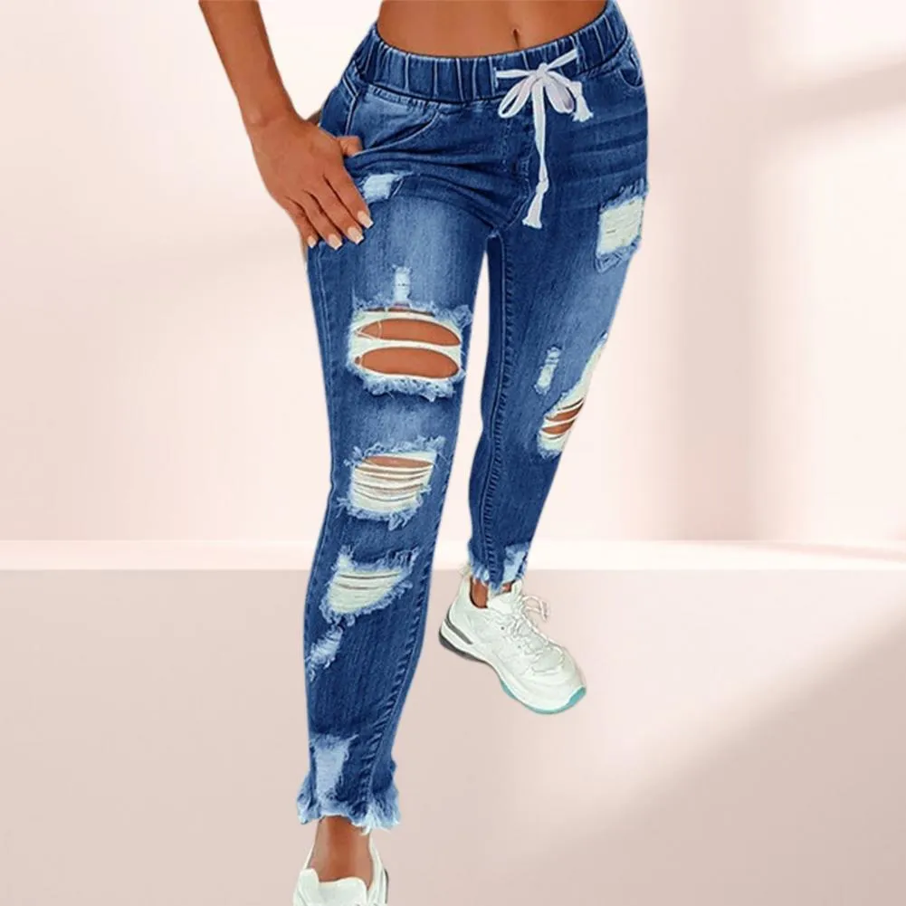 Trendy Ripped Stretch Denim Jeggings