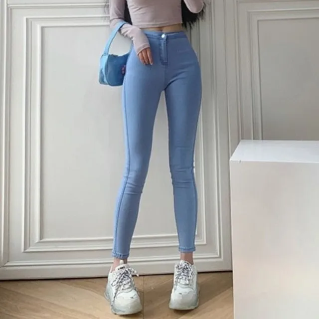 Trendy Stretch Skinny High Waist Jeans