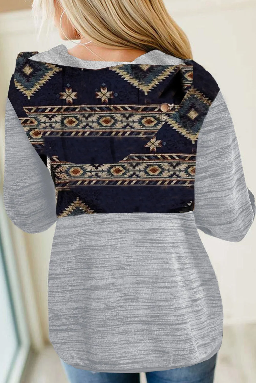 Tribal Geometric Print Hoodies with Pocket