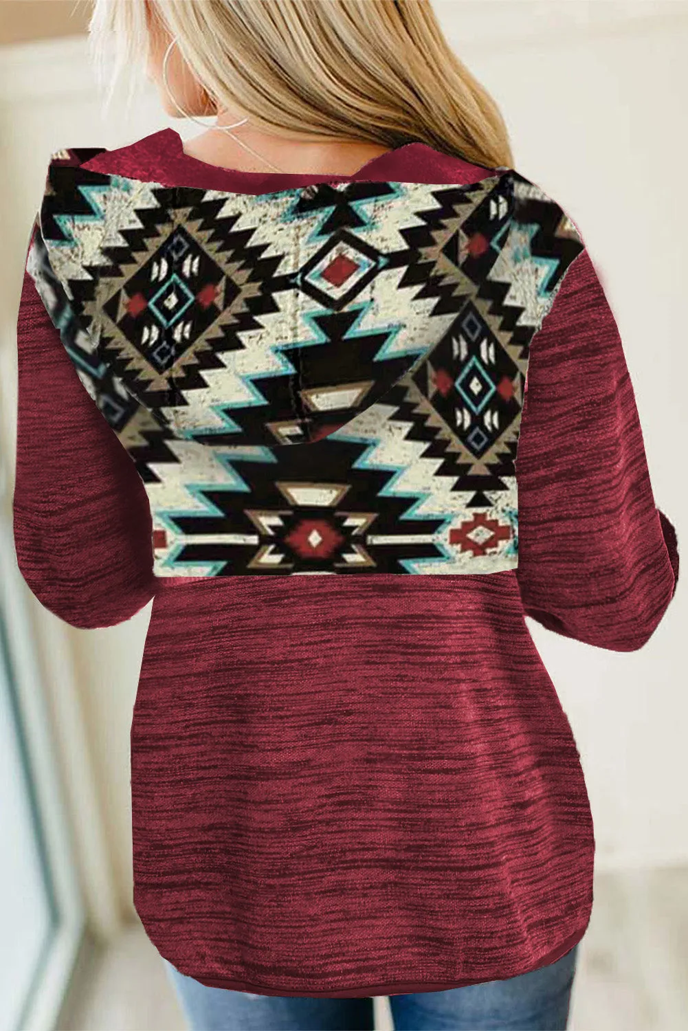 Tribal Geometric Print Hoodies with Pocket