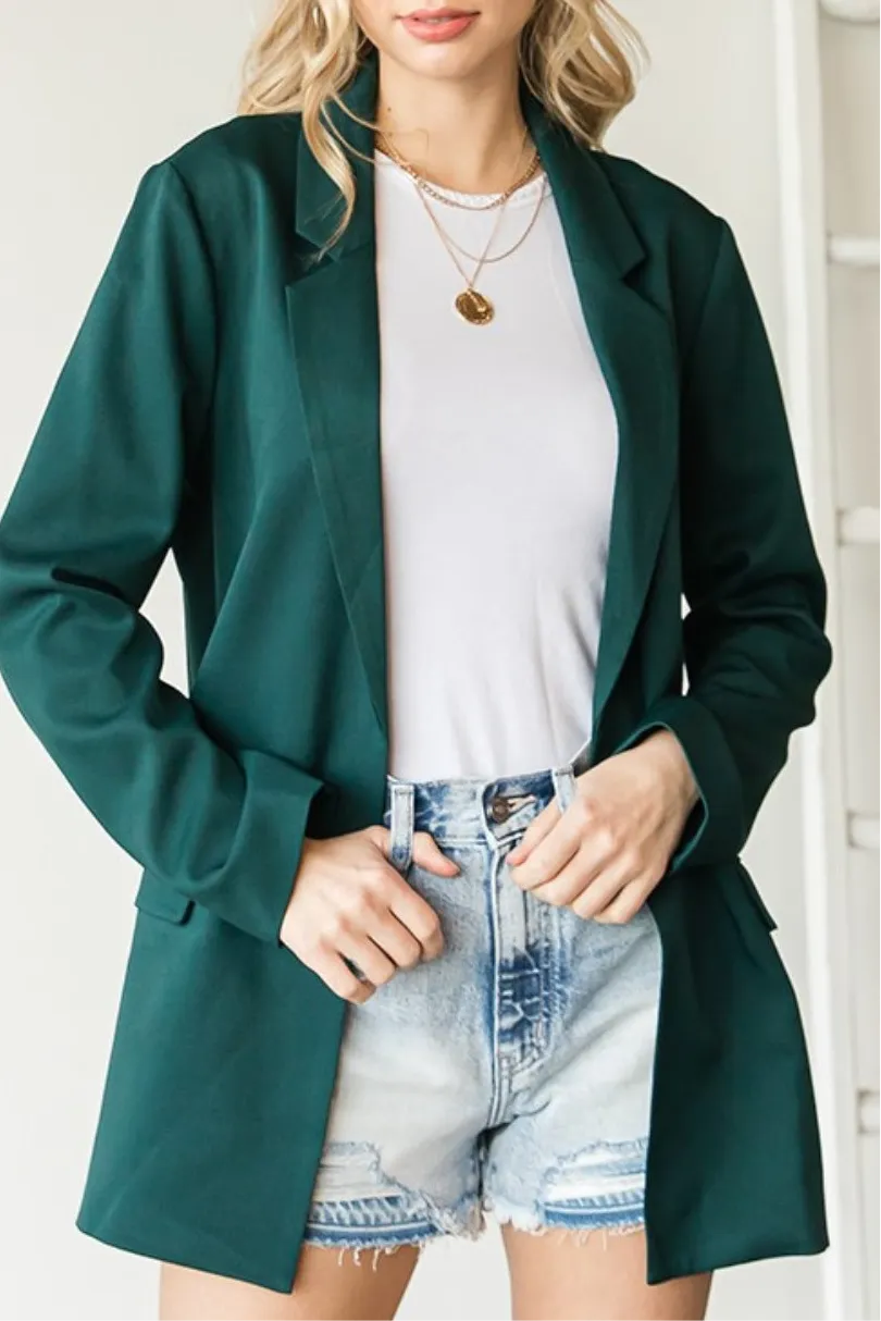 Vanessa Open Front Long Sleeve Blazer with Pockets