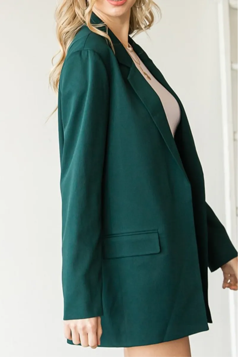 Vanessa Open Front Long Sleeve Blazer with Pockets