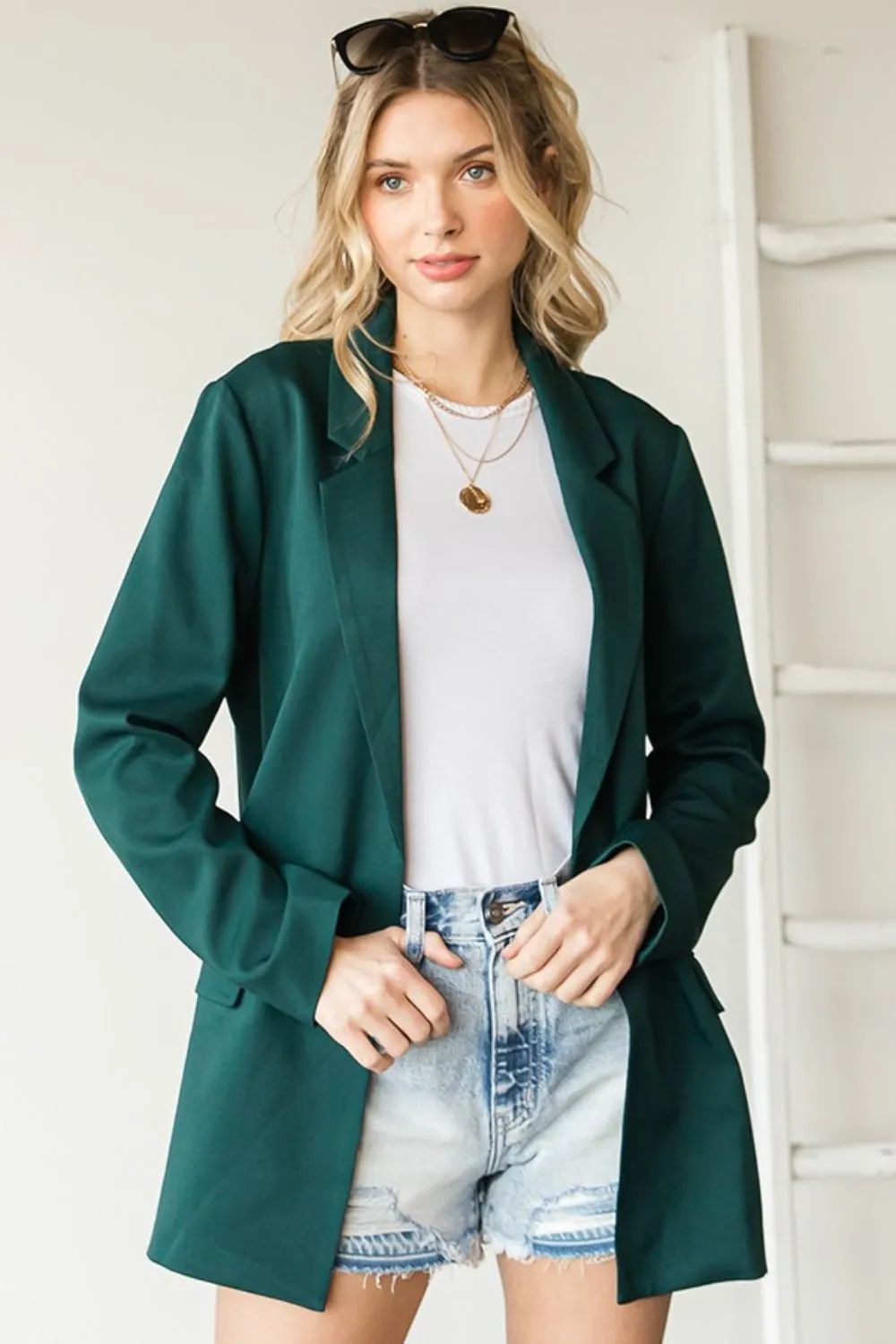 Vanessa Open Front Long Sleeve Blazer with Pockets