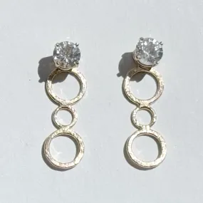 Versatile 1 Carat White Sapphire Stud Earrings Designed with 14k Gold Earring Jackets