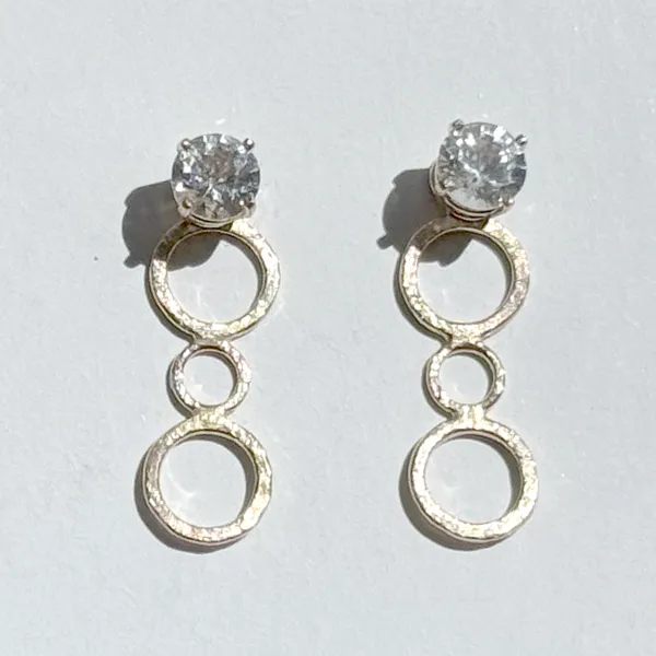 Versatile 1 Carat White Sapphire Stud Earrings Designed with 14k Gold Earring Jackets