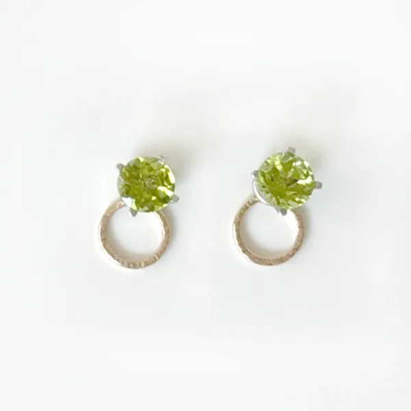 Versatile Peridot Stud Earrings Designed with Dainty 14k Gold Earring Jackets