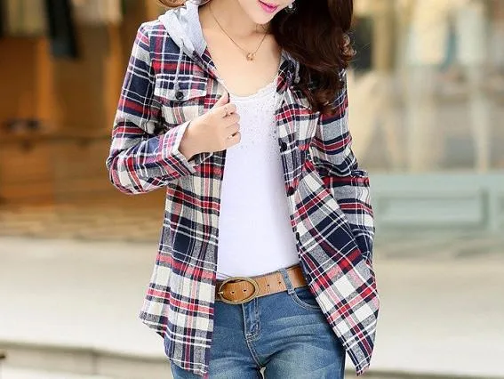 Women's Stylish Casual Plaid Sweatshirt