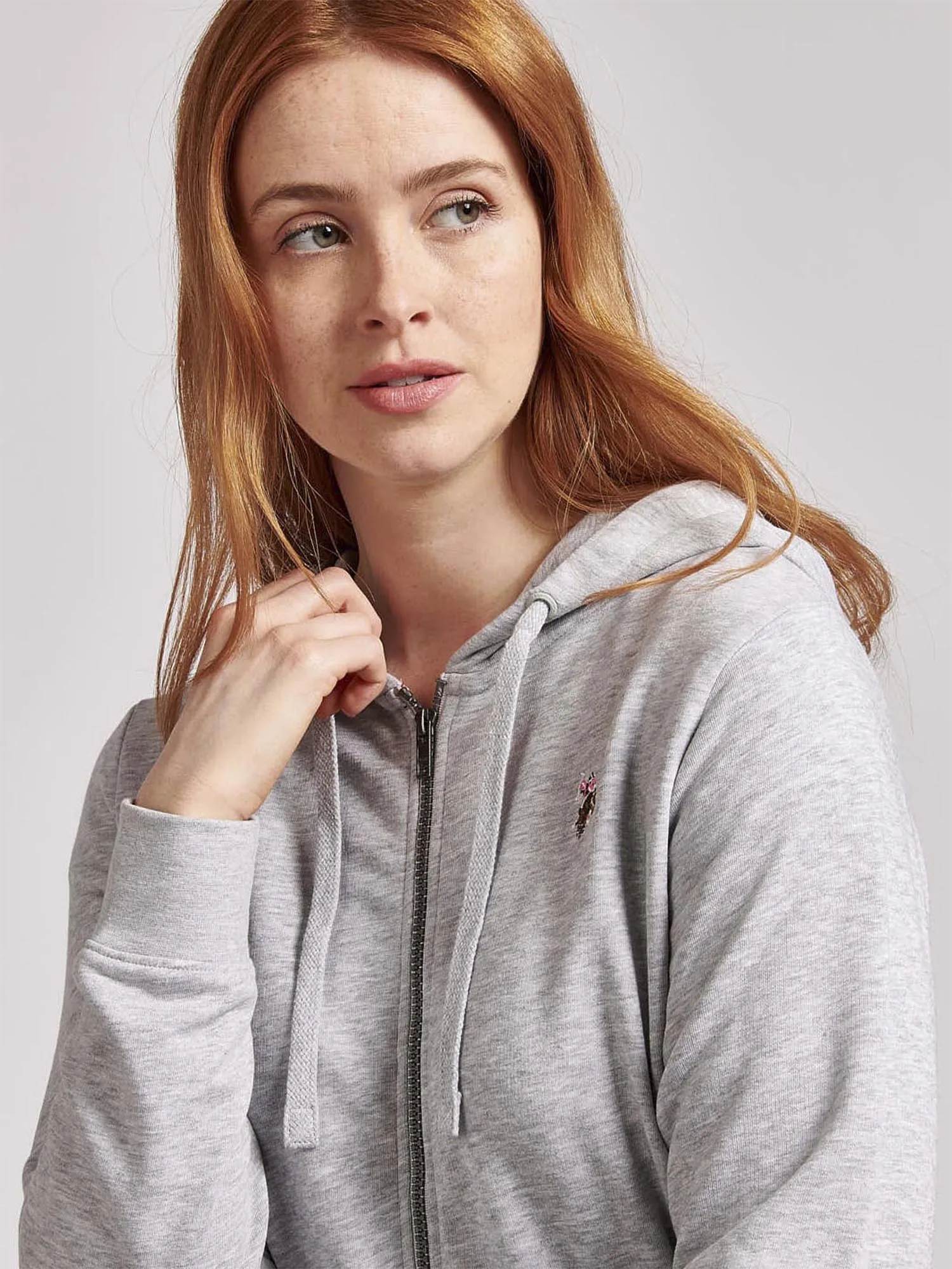 Womens Zip-Through Hoodie in Pearl Grey Marl