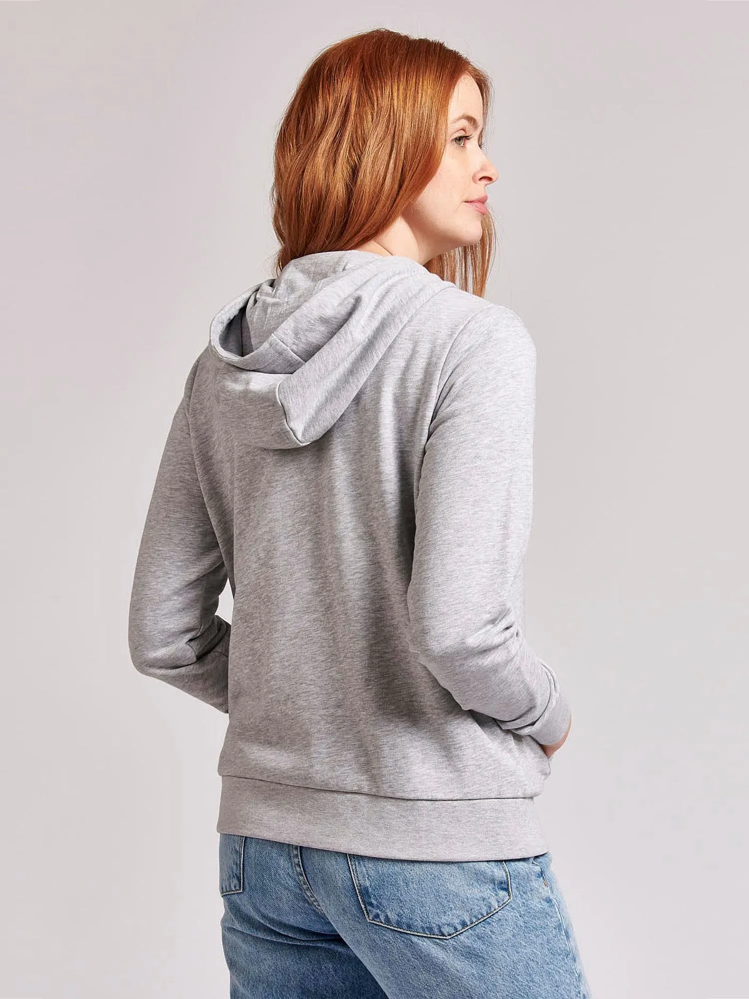 Womens Zip-Through Hoodie in Pearl Grey Marl