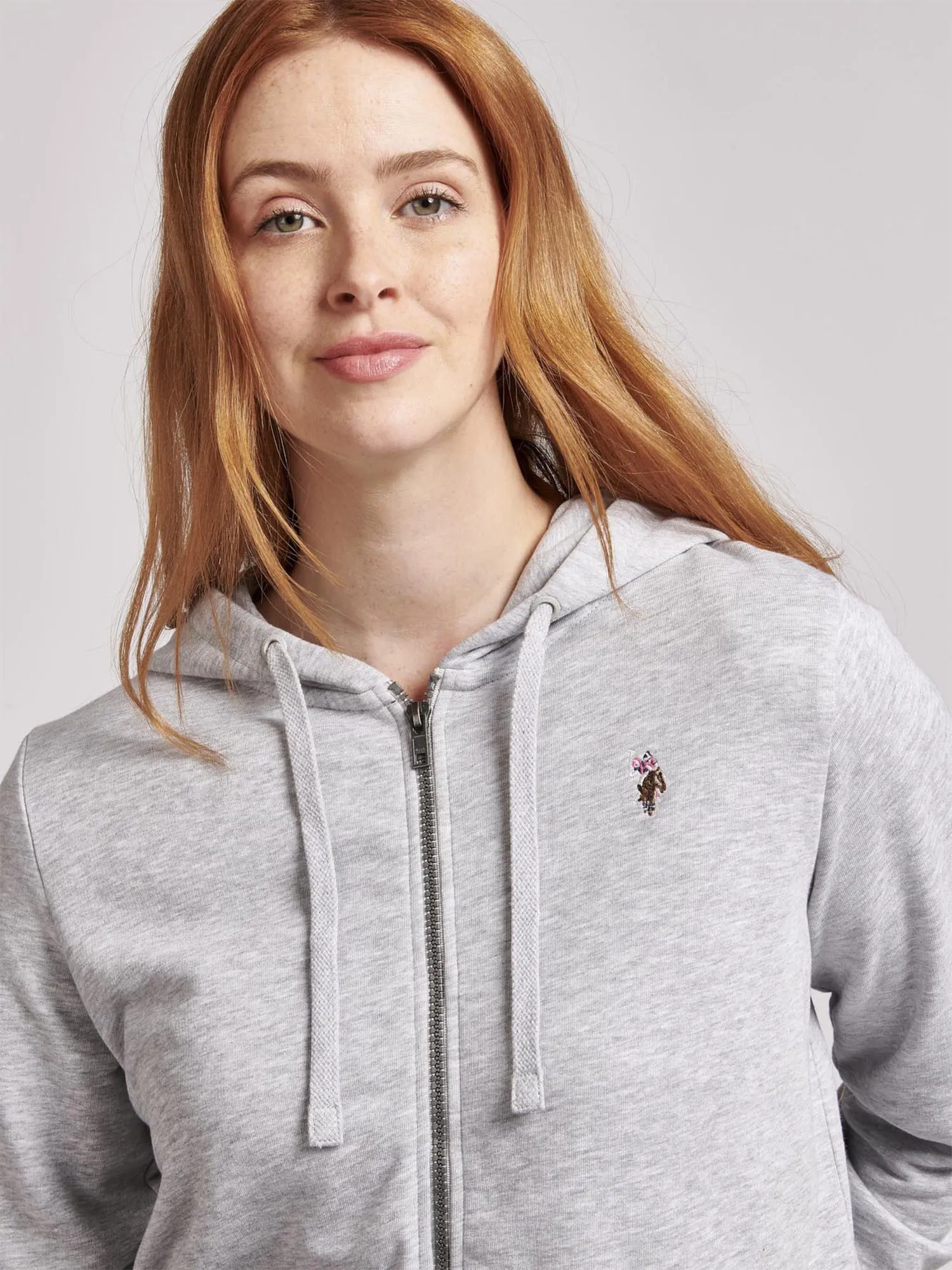 Womens Zip-Through Hoodie in Pearl Grey Marl